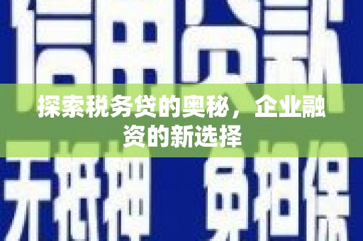 西固探索税务贷的奥秘，企业融资的新选择