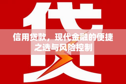 西固信用贷款，现代金融的便捷之选与风险控制