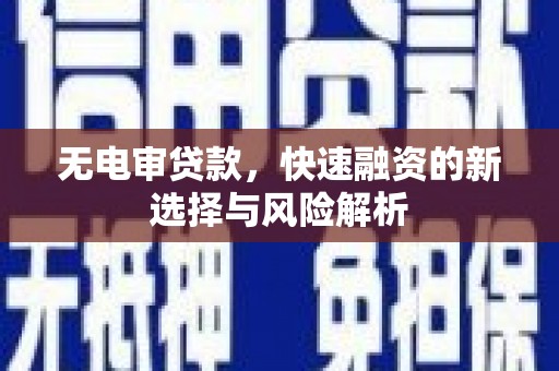 西固无电审贷款，快速融资的新选择与风险解析