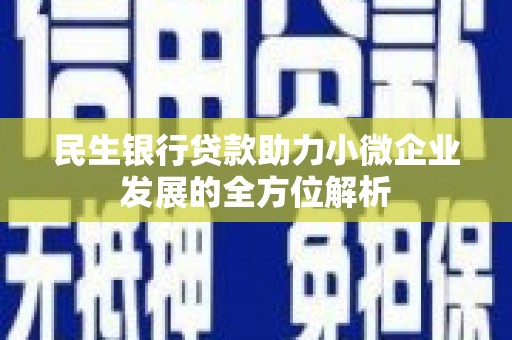 西固民生银行贷款助力小微企业发展的全方位解析