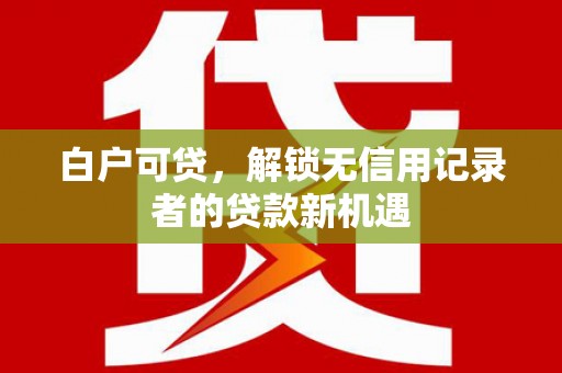西固白户可贷，解锁无信用记录者的贷款新机遇