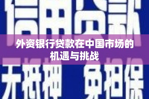 西固外资银行贷款在中国市场的机遇与挑战
