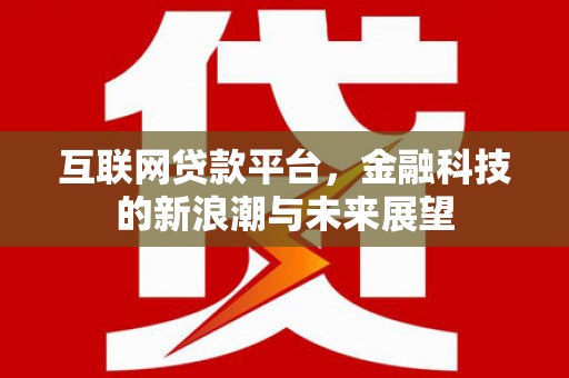 西固互联网贷款平台，金融科技的新浪潮与未来展望