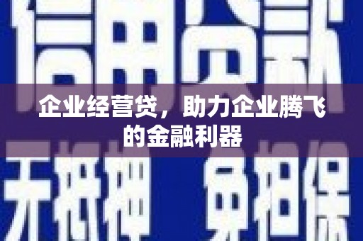 西固企业经营贷，助力企业腾飞的金融利器