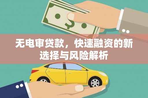 西固无电审贷款，快速融资的新选择与风险解析