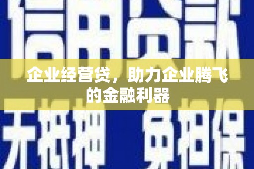 西固企业经营贷，助力企业腾飞的金融利器