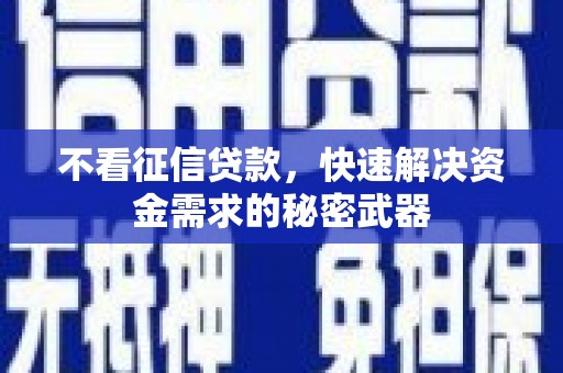 西固不看征信贷款，快速解决资金需求的秘密武器
