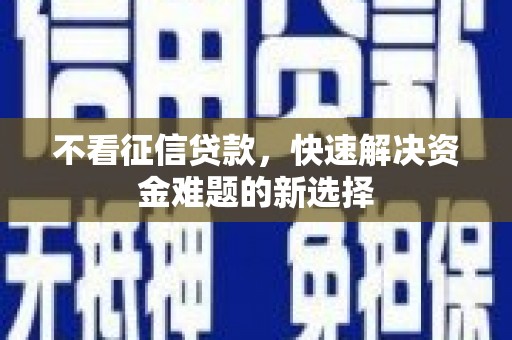 西固不看征信贷款，快速解决资金难题的新选择